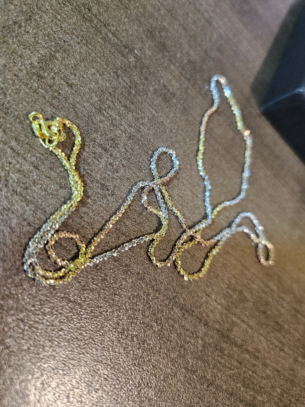 Stamped 14K Solid Gold Italian Tri-Color Sparkle Rope Chain Necklace – 20"